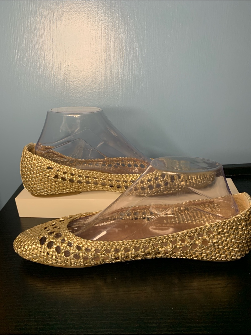 BCBG Metallic Gold Woven Slip-On Flats
